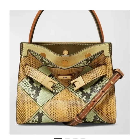 Tory Burch Handbags - Tory Burch Green and Brown Satchel with Patchwork Design